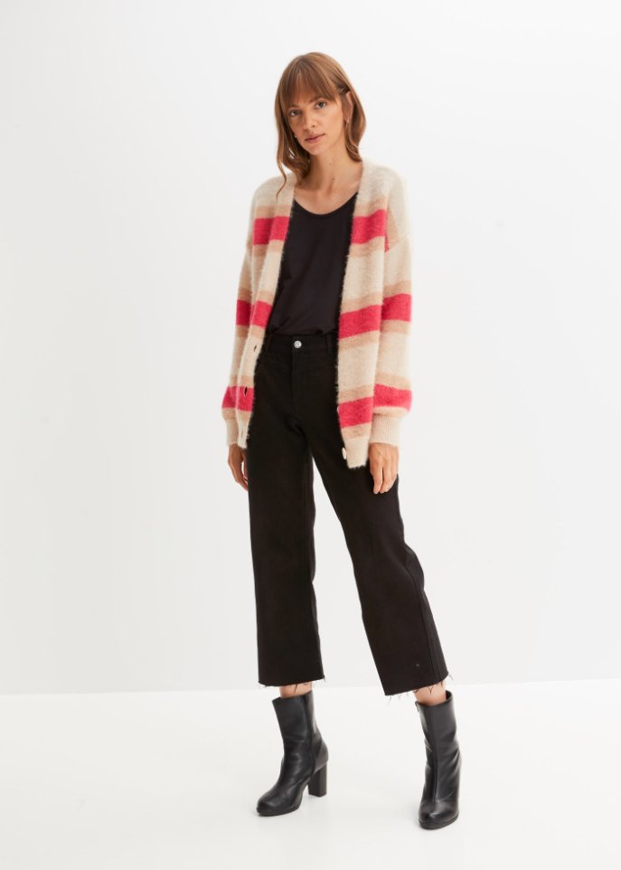 Gestreifte Strickjacke