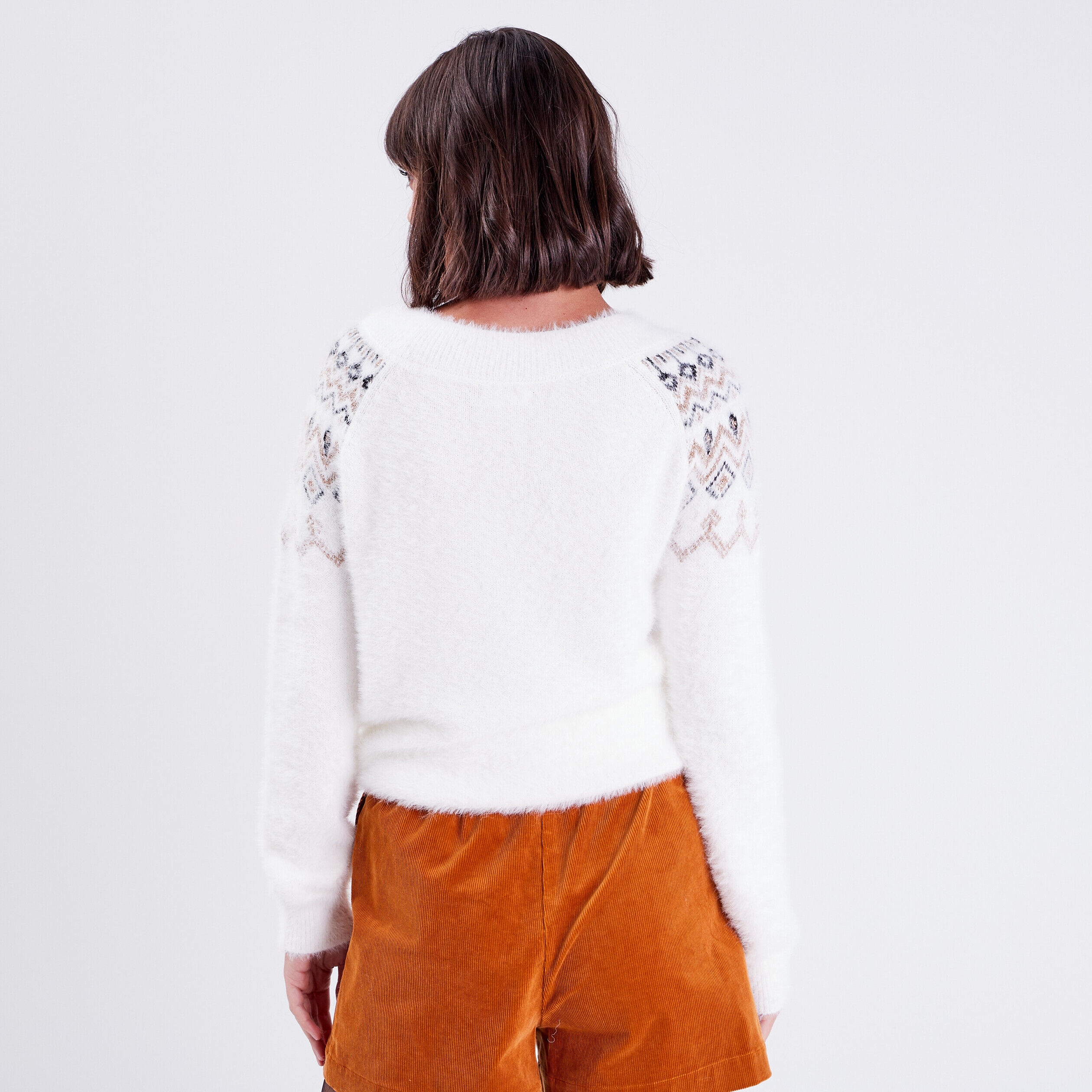 Pull avec col rond ecru femme | Cache Cache