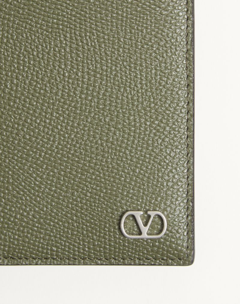 Porta-cartões Valentino Garavani VLogo Signature em couro de bezerro granulado