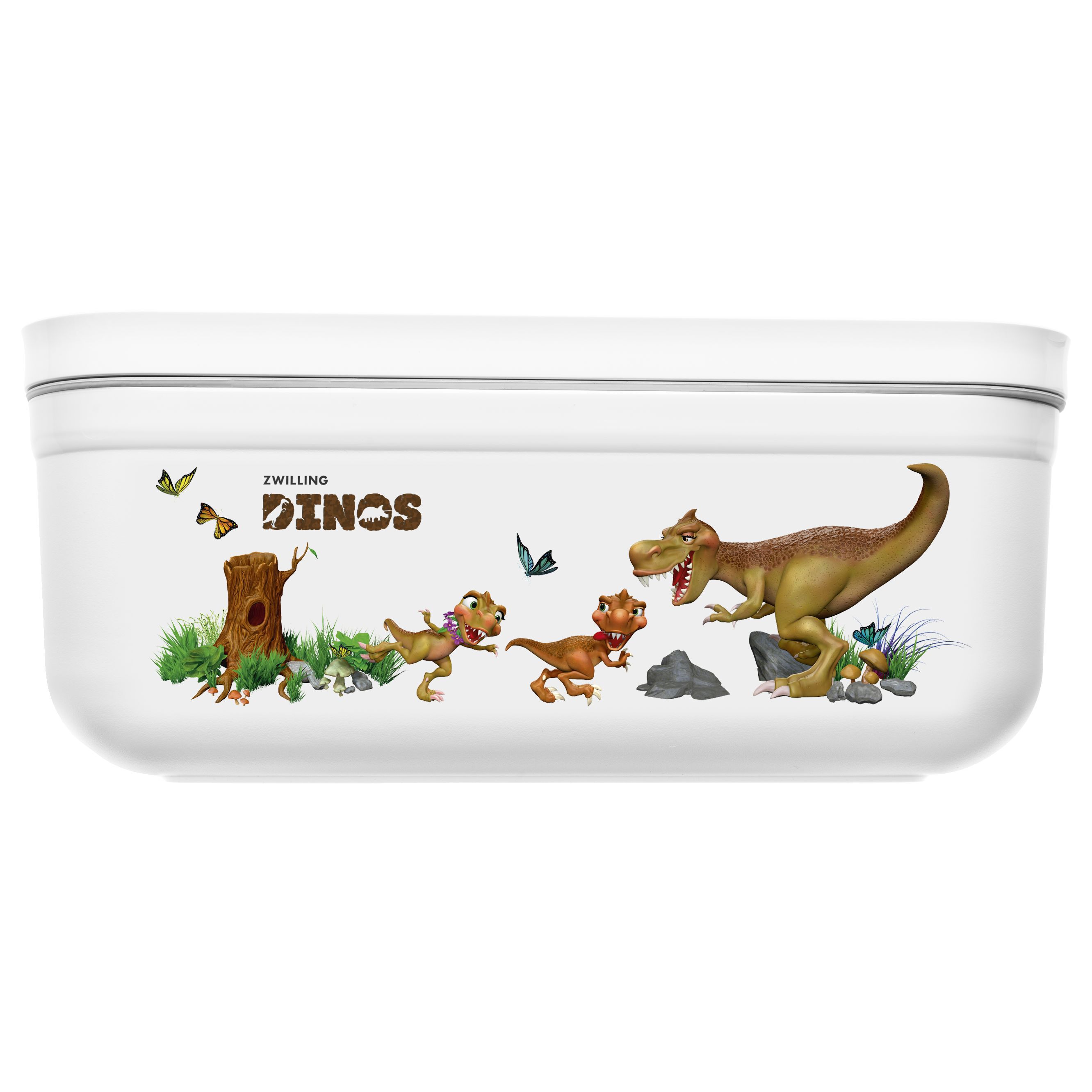 Vakuum Lunchbox DINOS L, Kunststoff, Weiß-grau