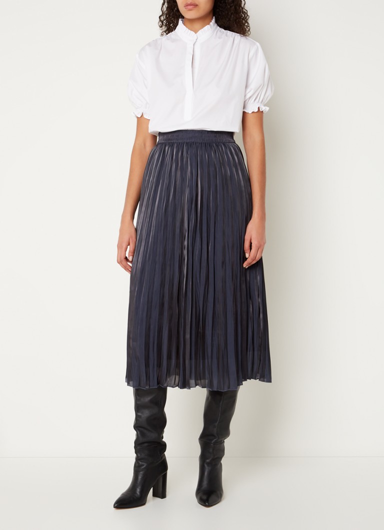 Saia midi de cetim com pregas Gerard Darel Dekra