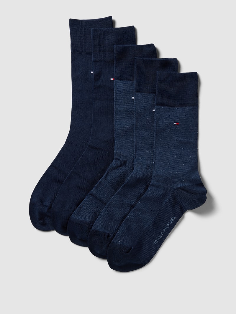 Socken mit Logo-Stitching im 5er-Pack in dunkelblau