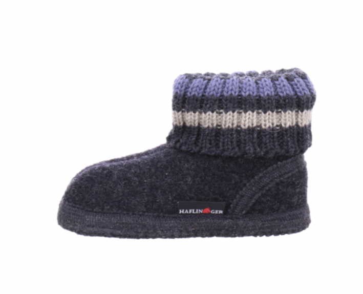 HAFLINGER Hausschuhe schwarz Hüttenschuh Paul Graphit