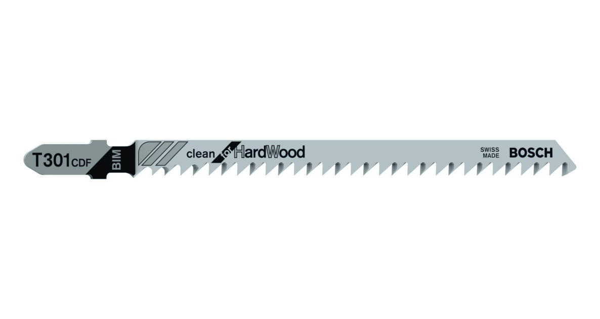 Bosch Blue Zubehör 2608636229 T301CDF Stichsägeblätter T-Schaft (5 Stück) für Hartholz