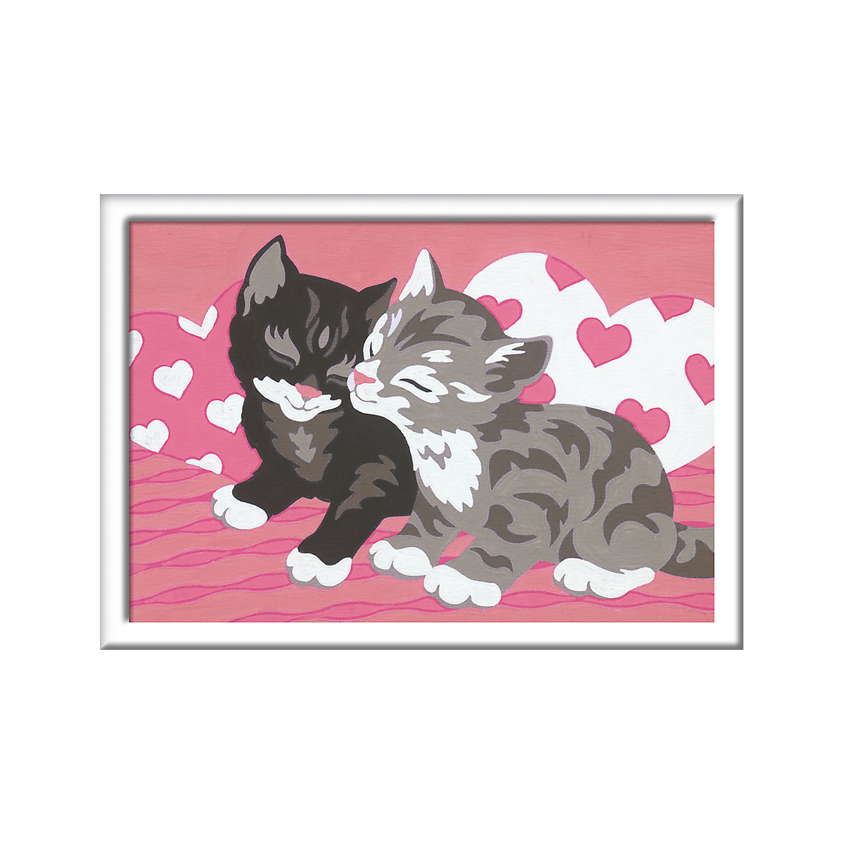Malen nach Zahlen, 8,5x12 cm, mit farbigen Motivlinien, Kuschelkatzen