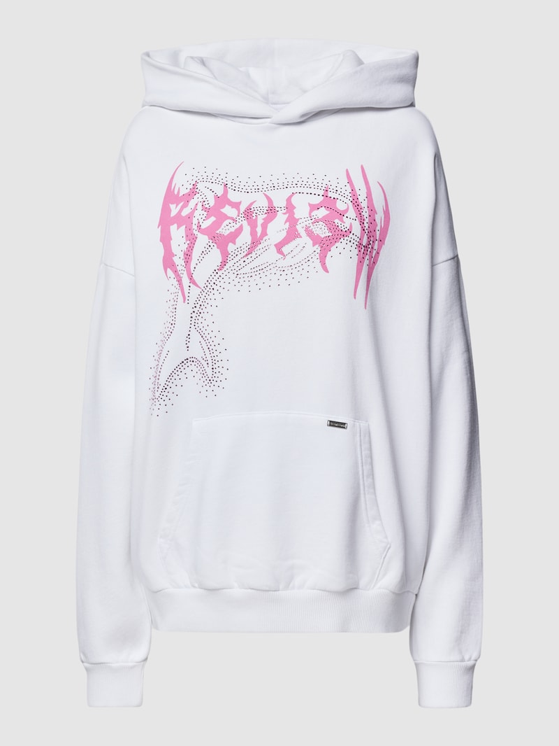 Hoodie mit Label-Print Modell 'LOVE' in weiß