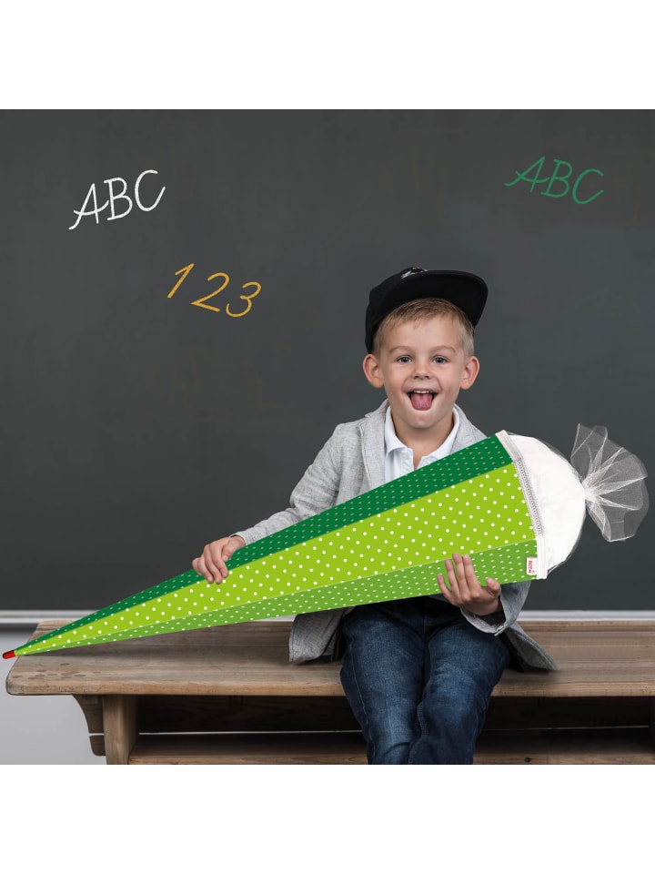 ROTH Bastel-Schultüte groß grün weiße Punkte 85 cm in Weiß günstig kaufen onesize