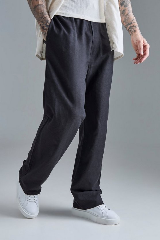 Tall lockere Leinen-Hose mit elastischem Bund
