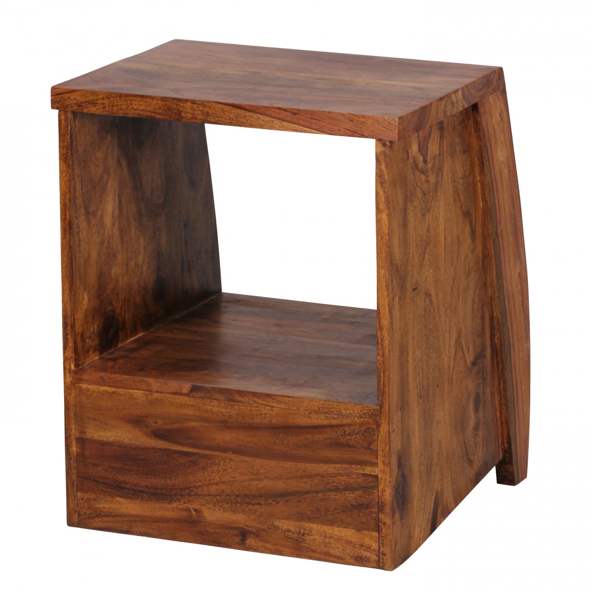 Wohnling Sheesham Massivholz Nachtkonsole mit 1 Schublade und Ablage 45 x 53 x 40 cm