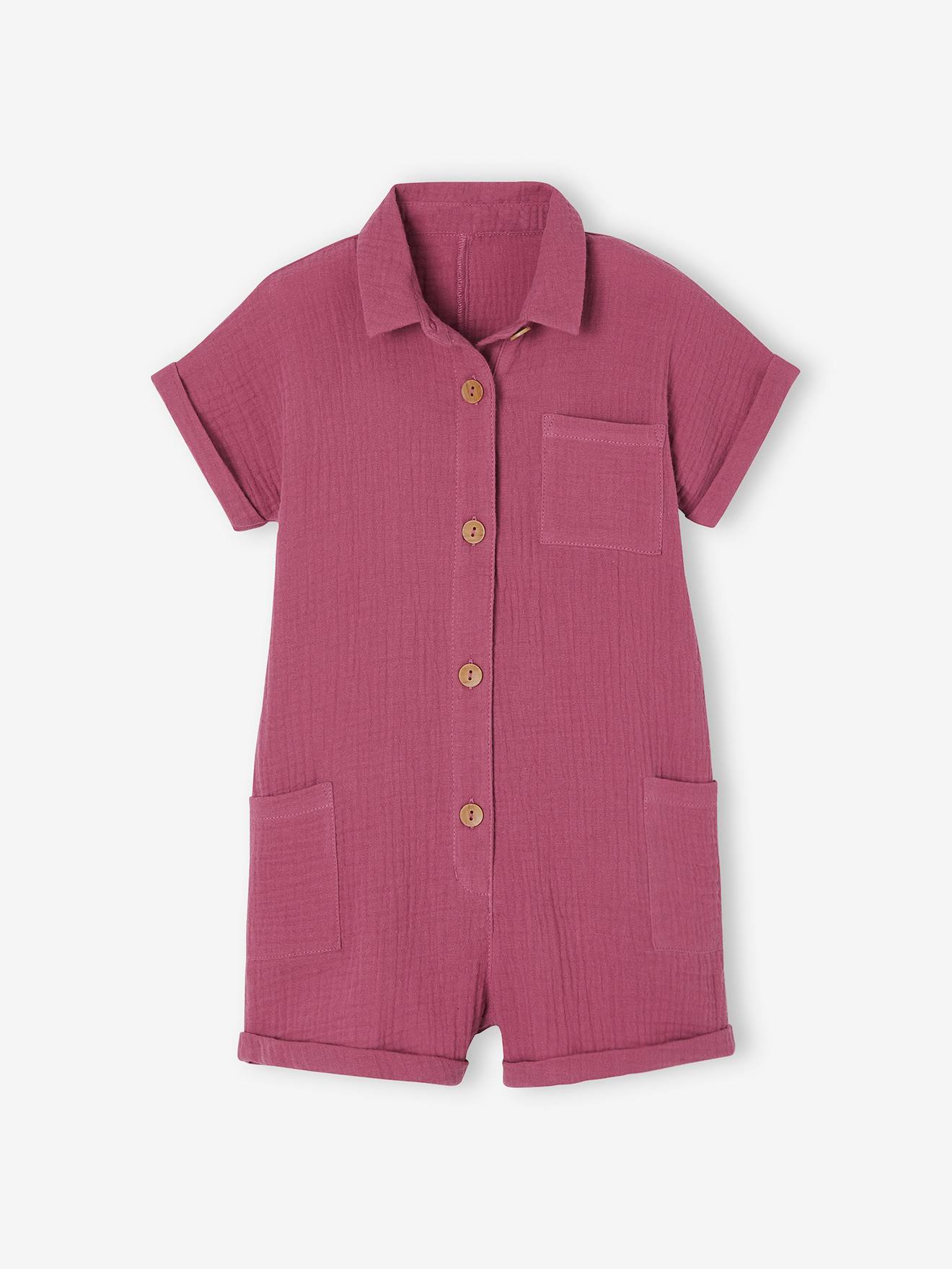 Vertbaudet Kurzer Mädchen Jumpsuit - pastellgelb