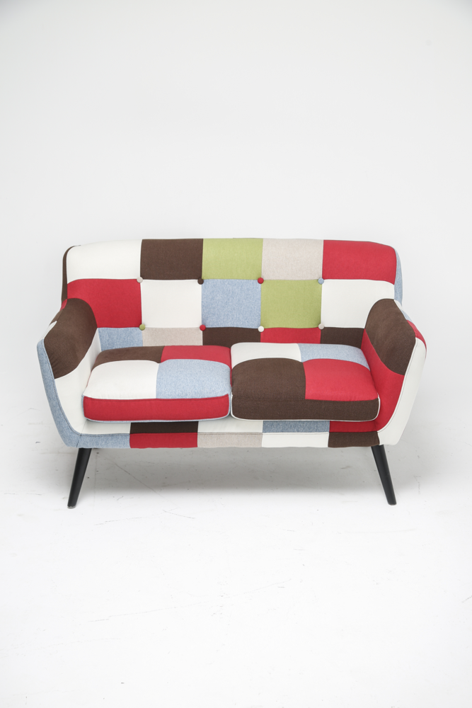 Trendstabil Skandinavischer 2-Sitzer Sessel Stoffbezug Patchwork mehrfarbig
