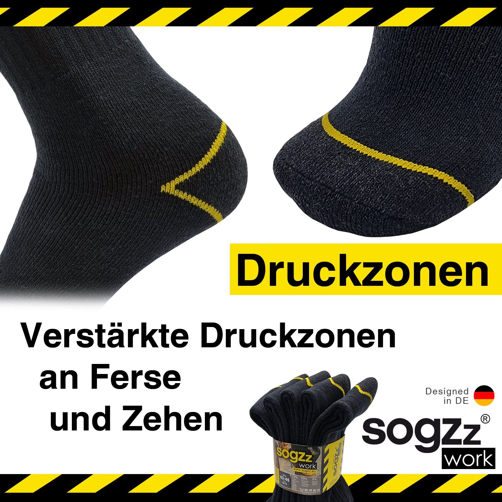 sogzz Arbeitssocken 5-60 Paar Socken Herren Schwarz 75% Baumwolle Work Arbeit Socken (Modell: Work Basic, 5-Paar)