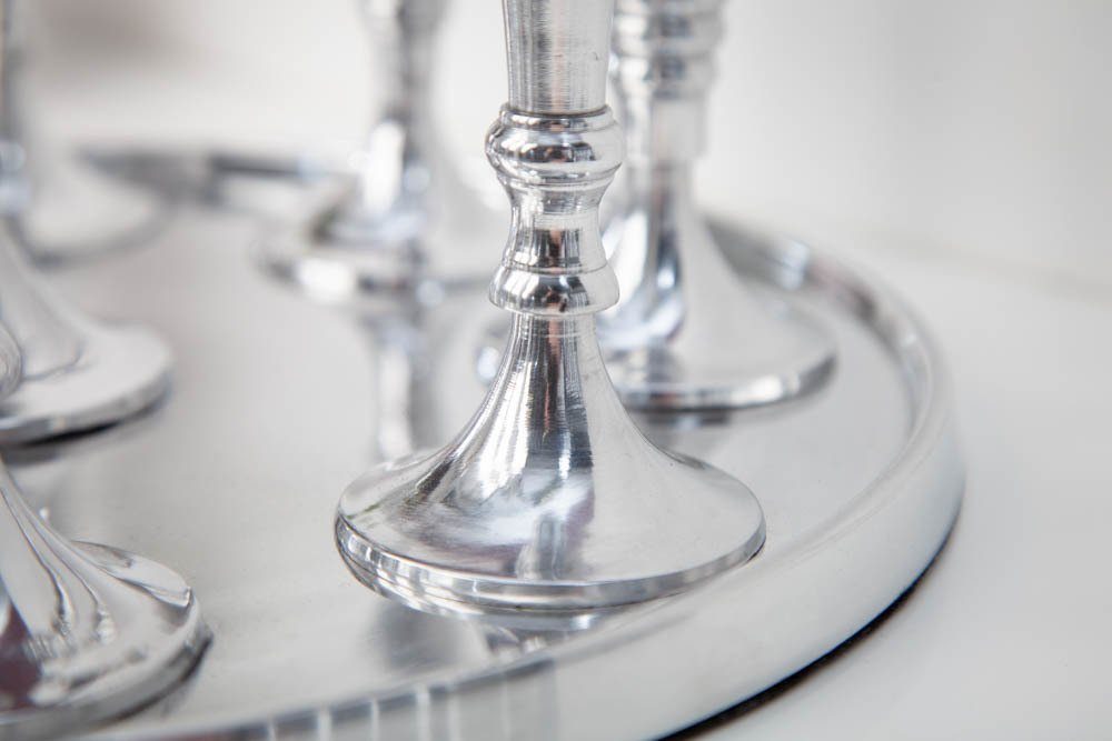 riess-ambiente Kerzenständer MODERN BAROCK 25cm silber (1 St), Metall · Kerzenhalter · Deko · Barock-Design