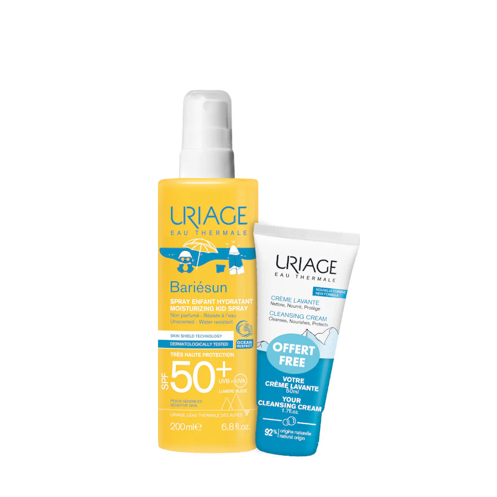 BARIESUN DUO Hidratáló Spray Gyermekeknek SPF 50+ és Tisztító Krém - Gyermek Naptej, Magas Védelemű Test Naptej, Naptej Készlet, Gyermek Termékek