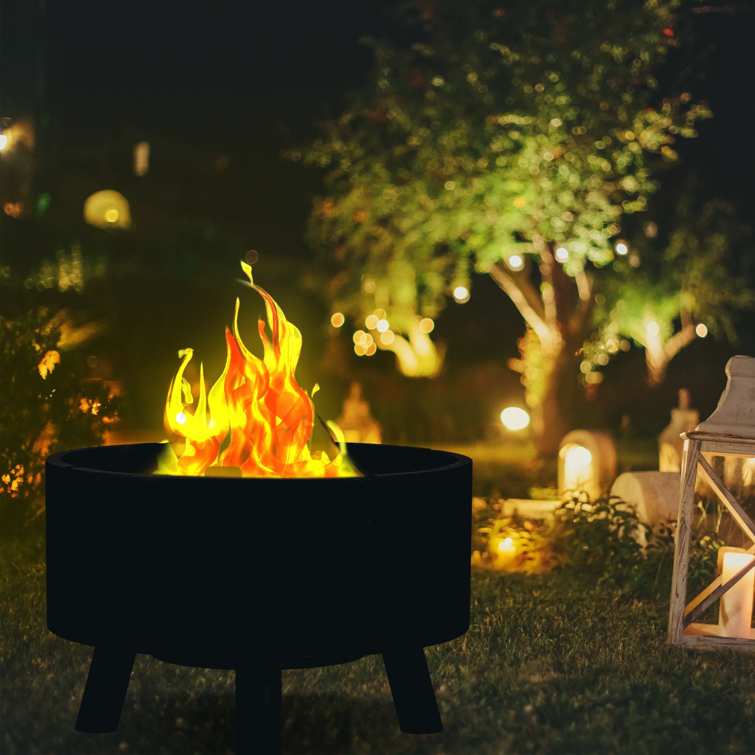 relaxdays Feuerschale Feuerschale mit Flammenschutz