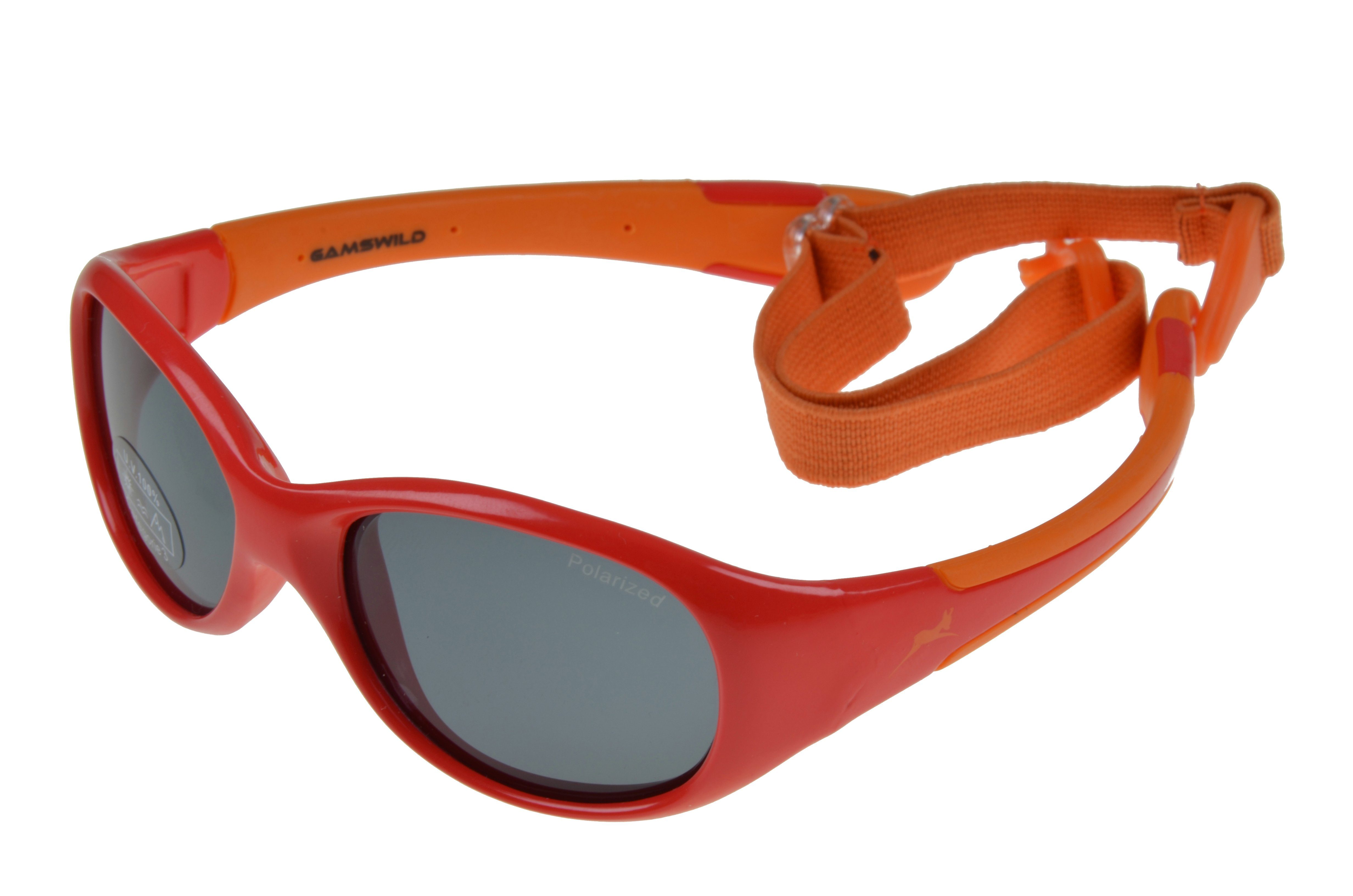 Gamswild Sonnenbrille WK5618 GAMSKIDS Kinderbrille 2-5 Jahre Kleinkindbrille Mädchen Jungen kids Unisex, rosa, grün, rot-orange incl. Brillenband