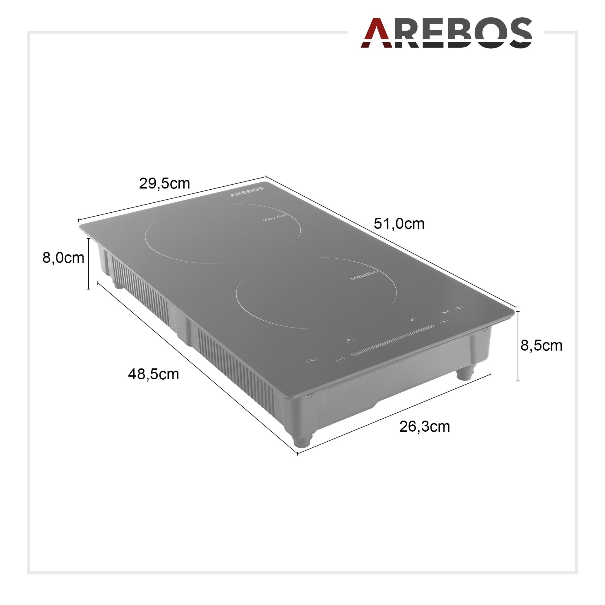 Arebos Induktions-Kochfeld 2 Kochfelder Induktionskochfeld