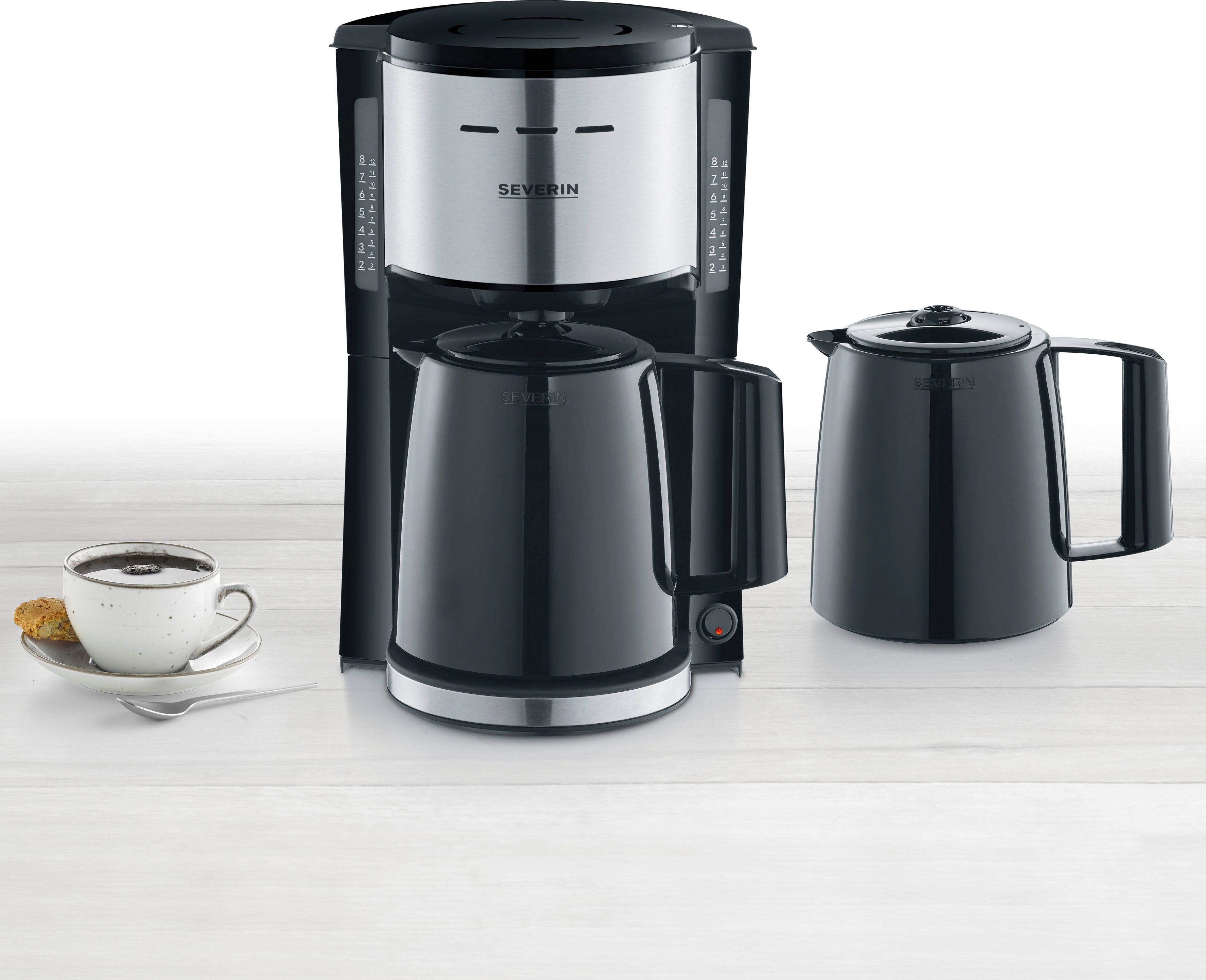 Severin Filterkaffeemaschine KA 9308, mit 2 Thermokannen, 1l Kaffeekanne, Papierfilter 1x4, mit 2 Thermokannen