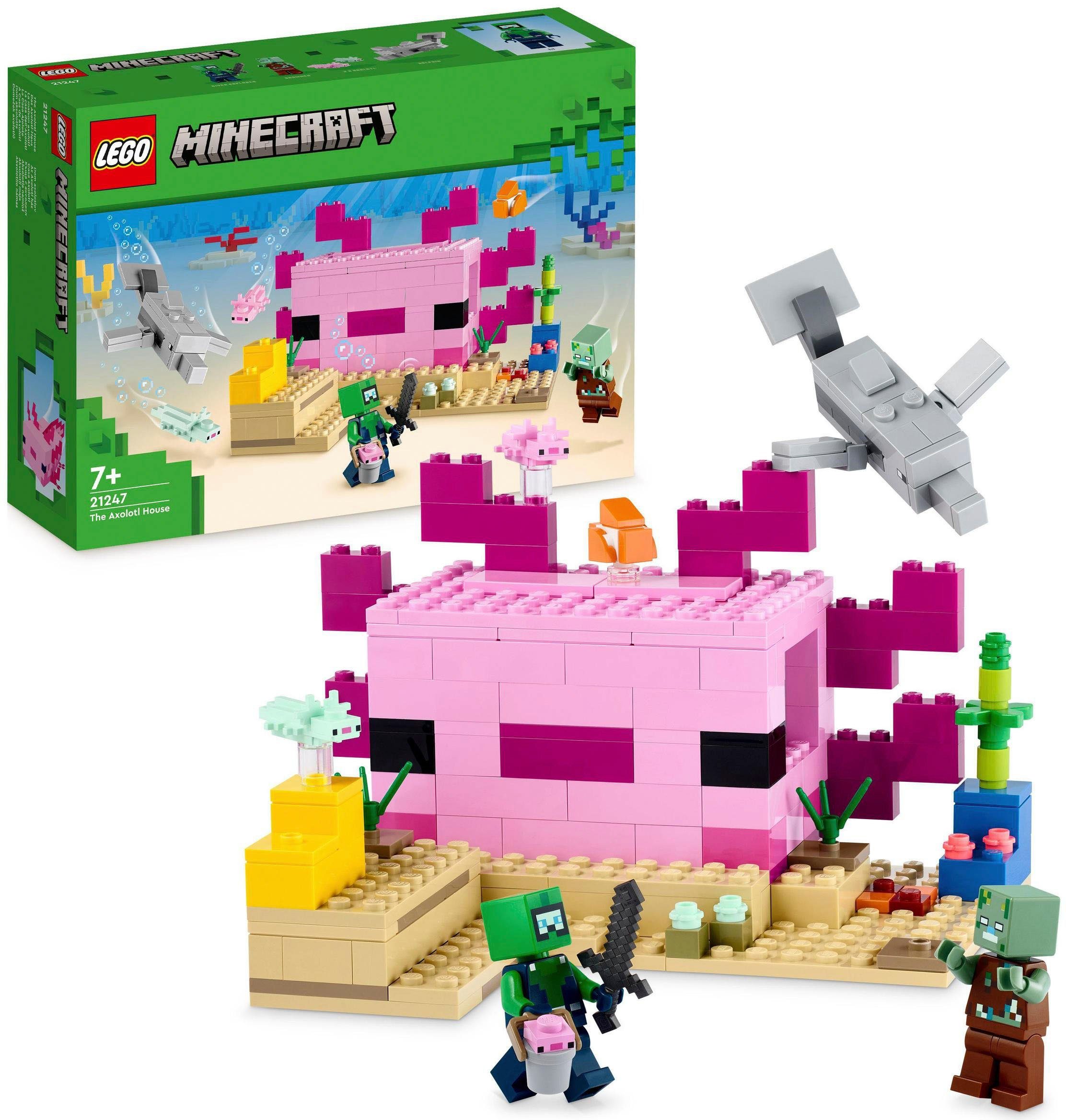 LEGO® Konstruktionsspielsteine Das Axolotl-Haus (21247), LEGO® Minecraft, (242 St), Made in Europe