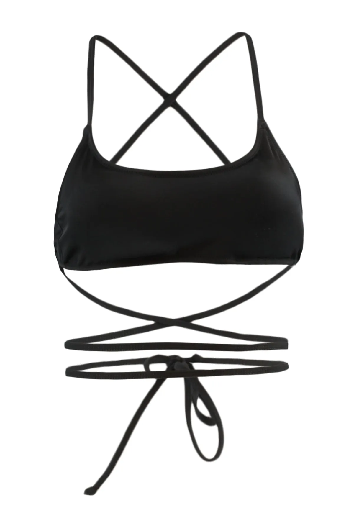 Trendyol Collection  Schwarzes Bralette-Bikinioberteil zum Binden TBESS22BU0264