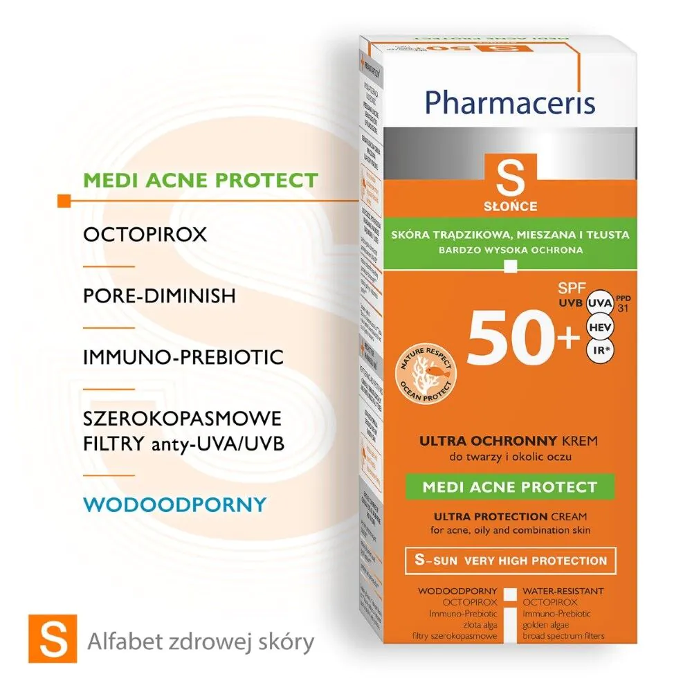 Pharmaceris S zaštitna krema za akne, kombinovanu i masnu kožu SPF50+