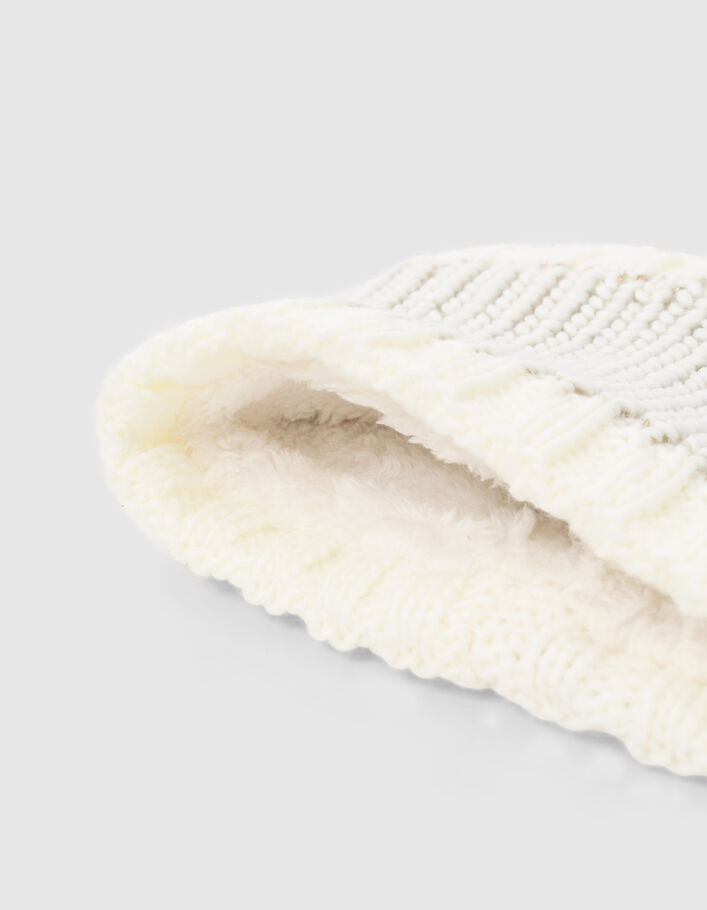 Snood écru tricot lurex doré badge éclair bébé fille
