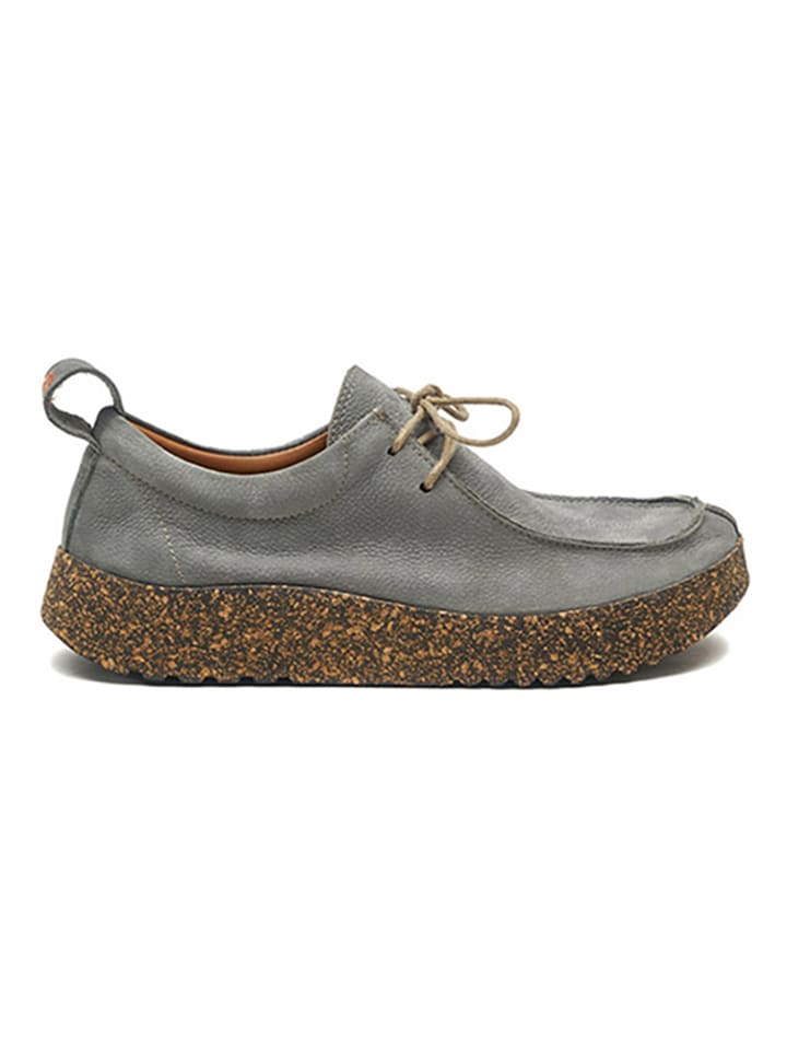 Comfortfusse Leder-Schnürschuhe in Grau günstig kaufen