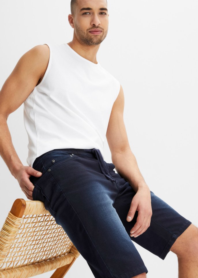 Sweat-Jeans-Bermuda mit Komfortschnitt, Regular Fit