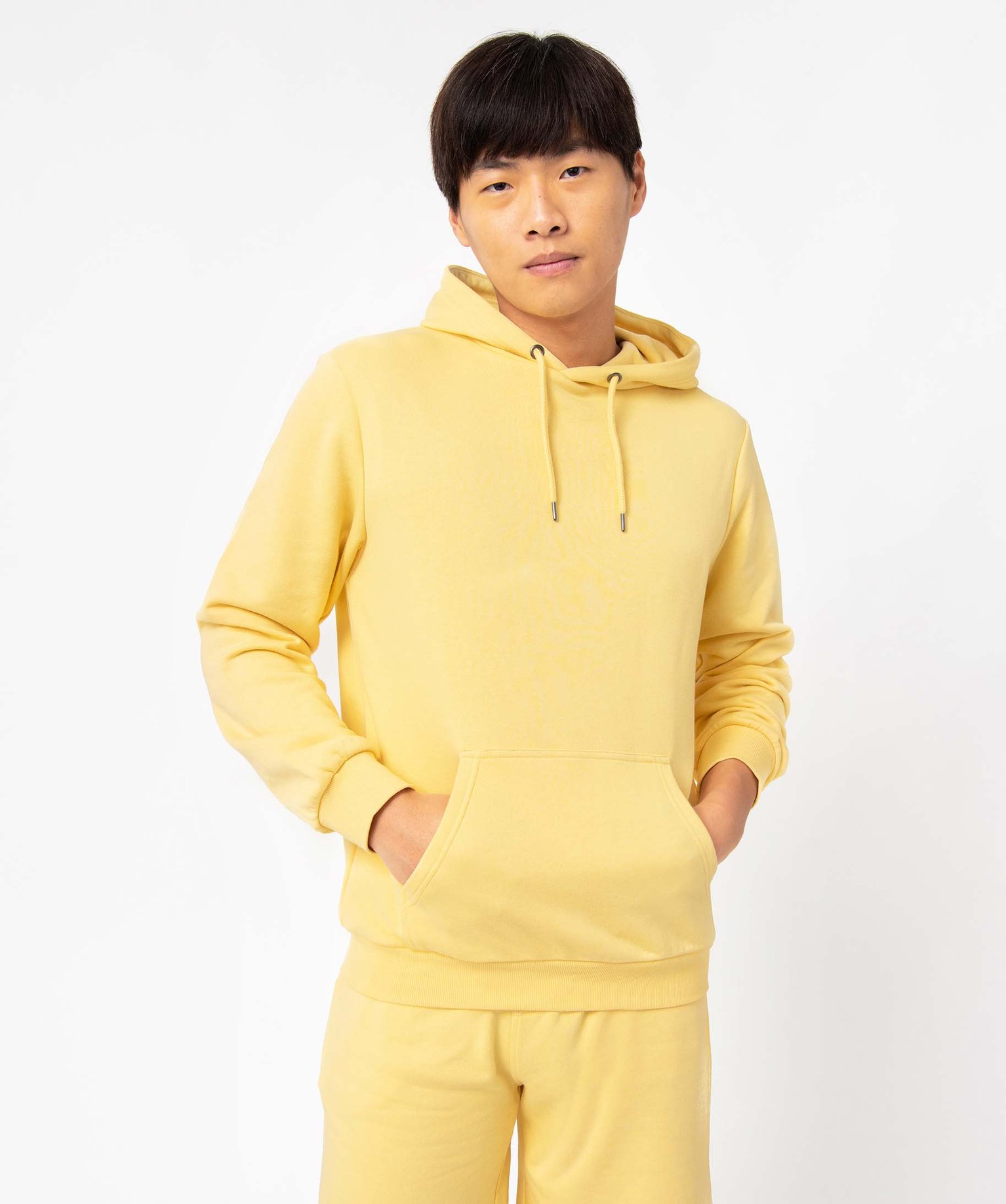 Sweat homme à capuche non molletonné jaune | GEMO