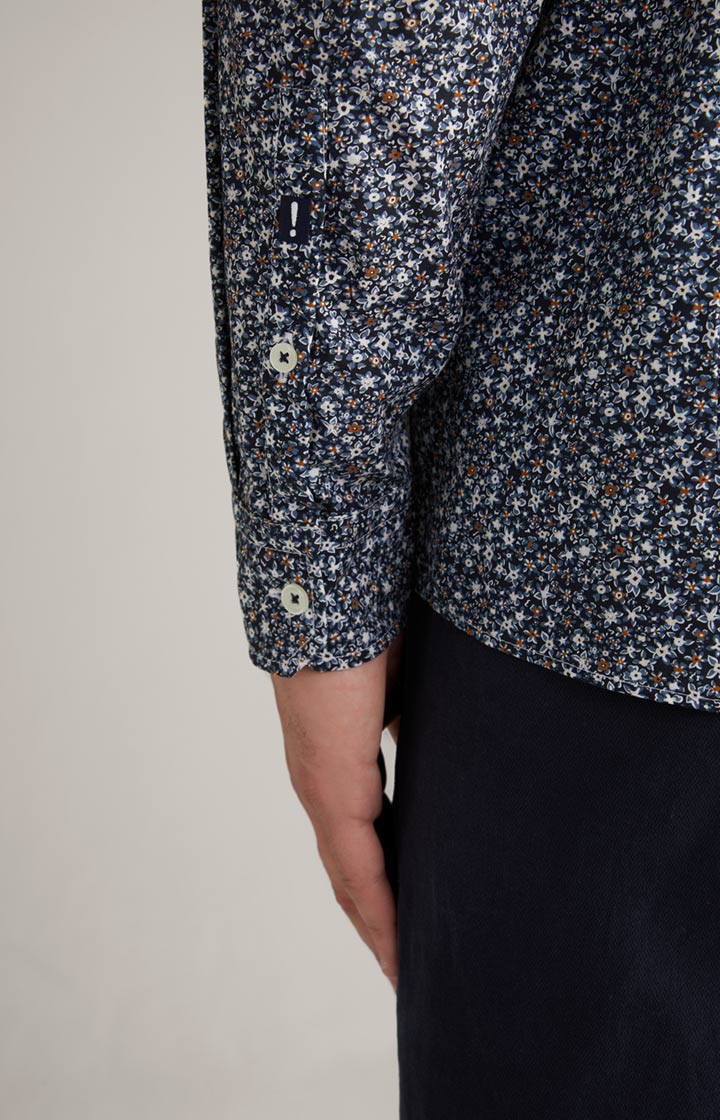 Baumwollhemd Hanson in Dunkelblau/Offwhite
