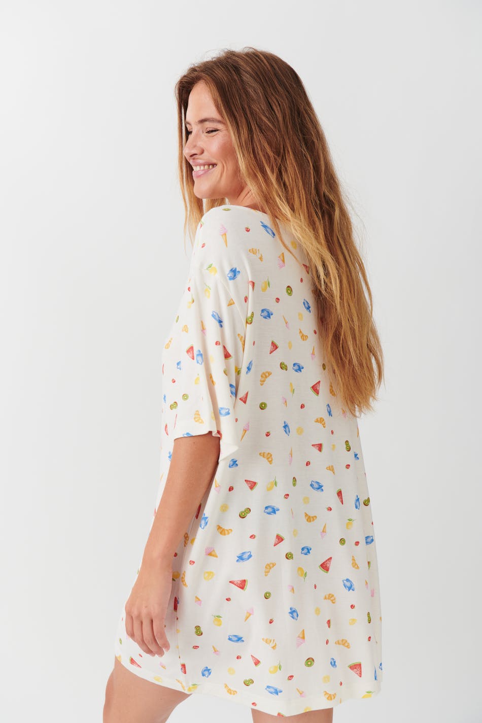 Boatneck pyjama tee dress