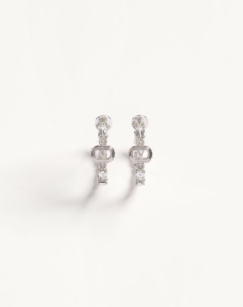Brincos ovais em metal e cristais Swarovski®