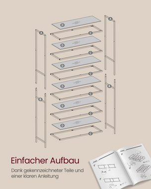VASAGLE Standregal Regal mit 6 Ablagen, Badregal, gehärtetes Glas