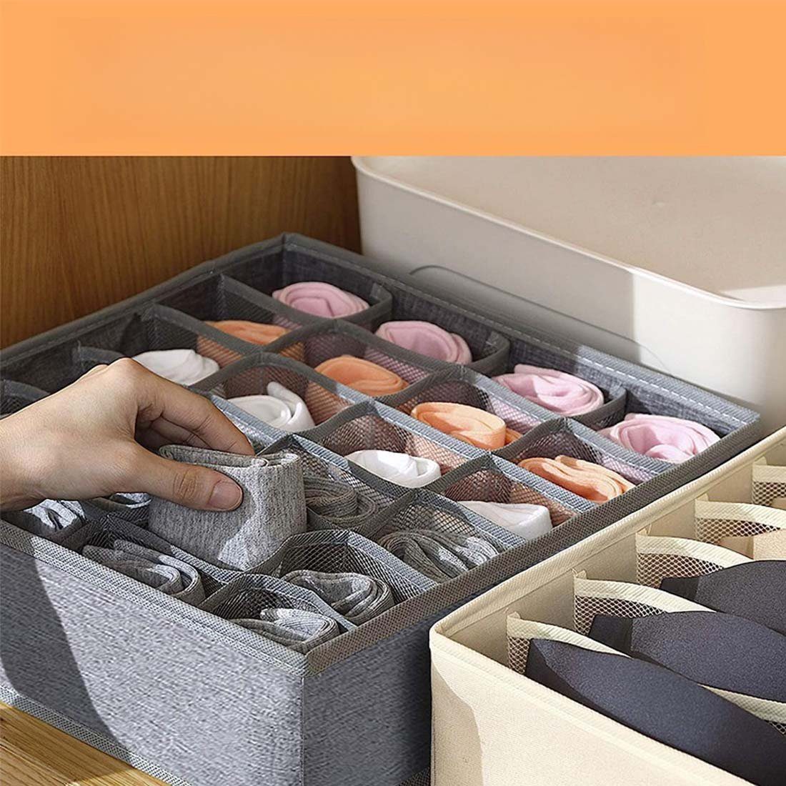 YANN Aufbewahrungstasche Socken- und Unterwäsche-Organizer, faltbare Box mit 16 Fächern. (1-tlg), Schubladen-Organizer, Stoffbox zur Aufbewahrung von Socken