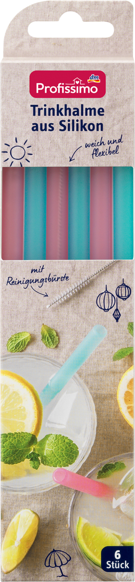 Trinkhalme aus Silikon, 6 St