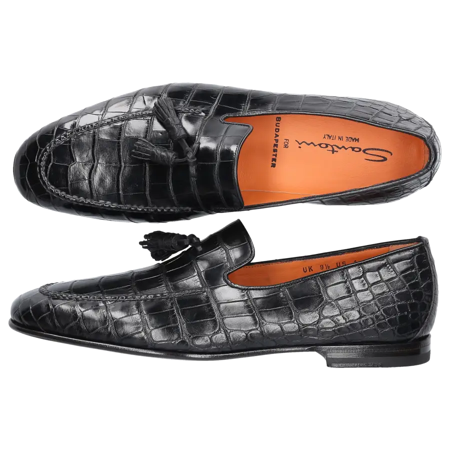 Santoni - Loafer 15608 Krokodilleder - schwarz