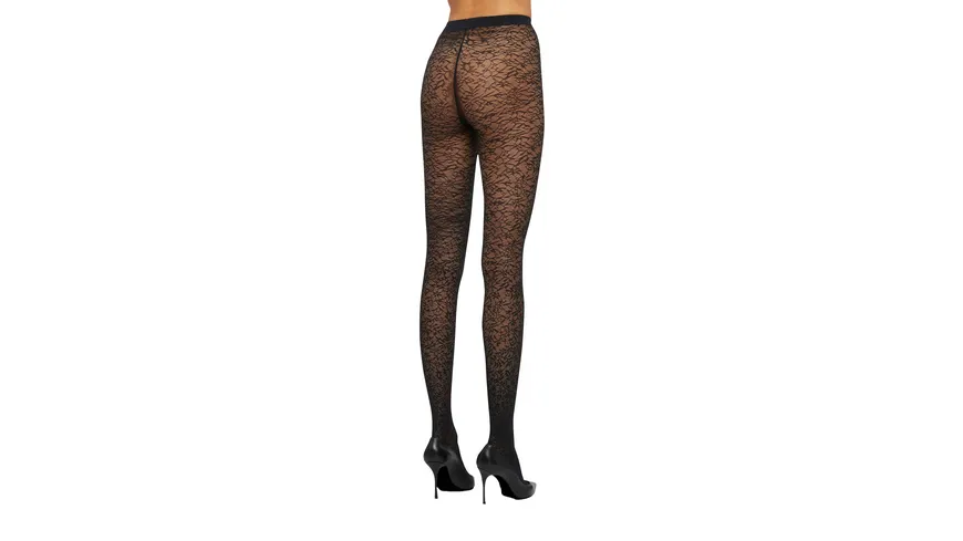 Wolford Damen Feinstrumpfhose Floral Jacquard 40 DEN black