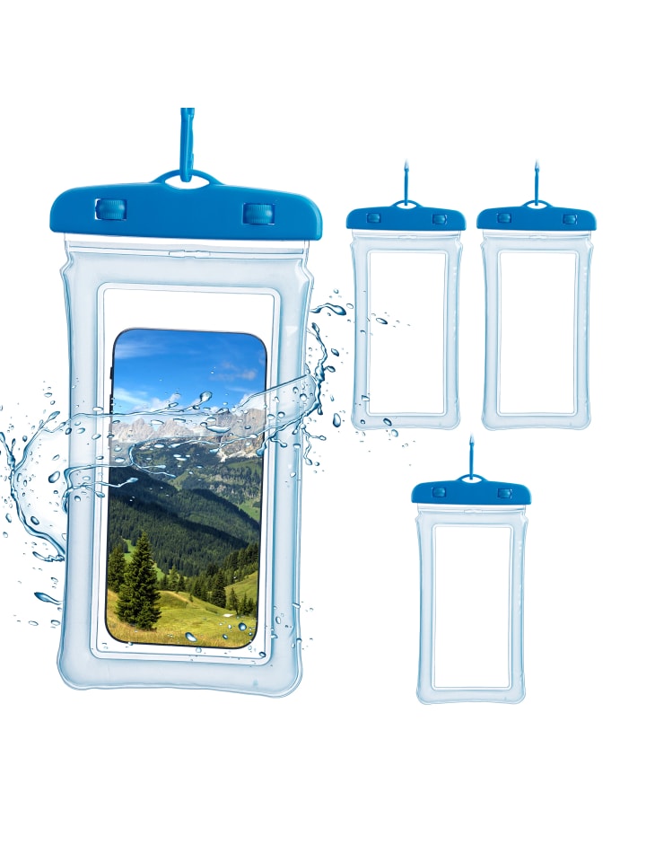 relaxdays 4 x wasserdichte Handyhülle in Blau günstig kaufen onesize