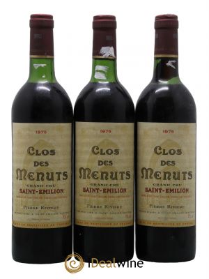 Saint-Émilion Grand Cru Clos des Menuts 1975 - Lot de 3 Bouteilles