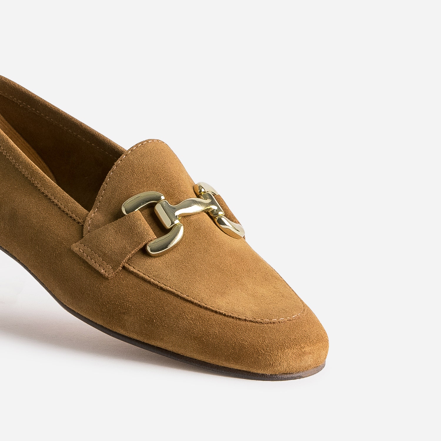 Mocassin cognac en cuir velours