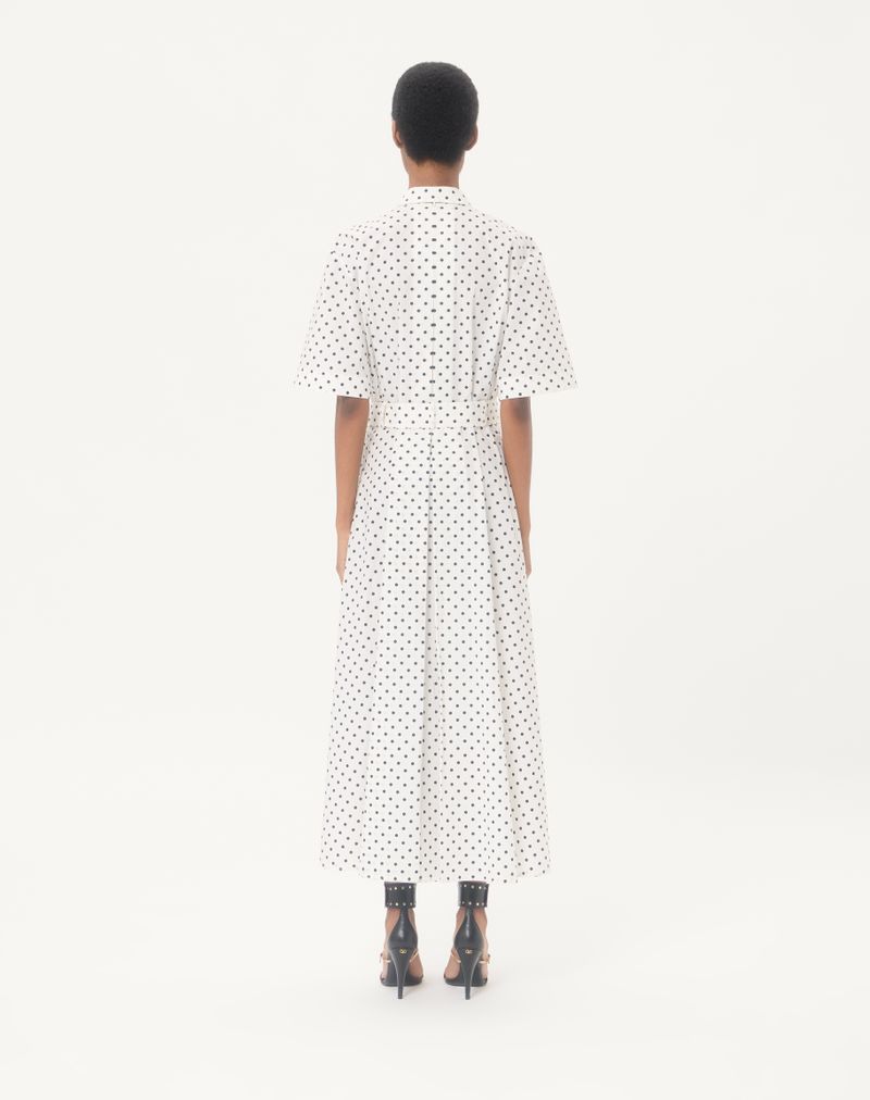 Plus-de-pois Print Poplin Midi-kjole