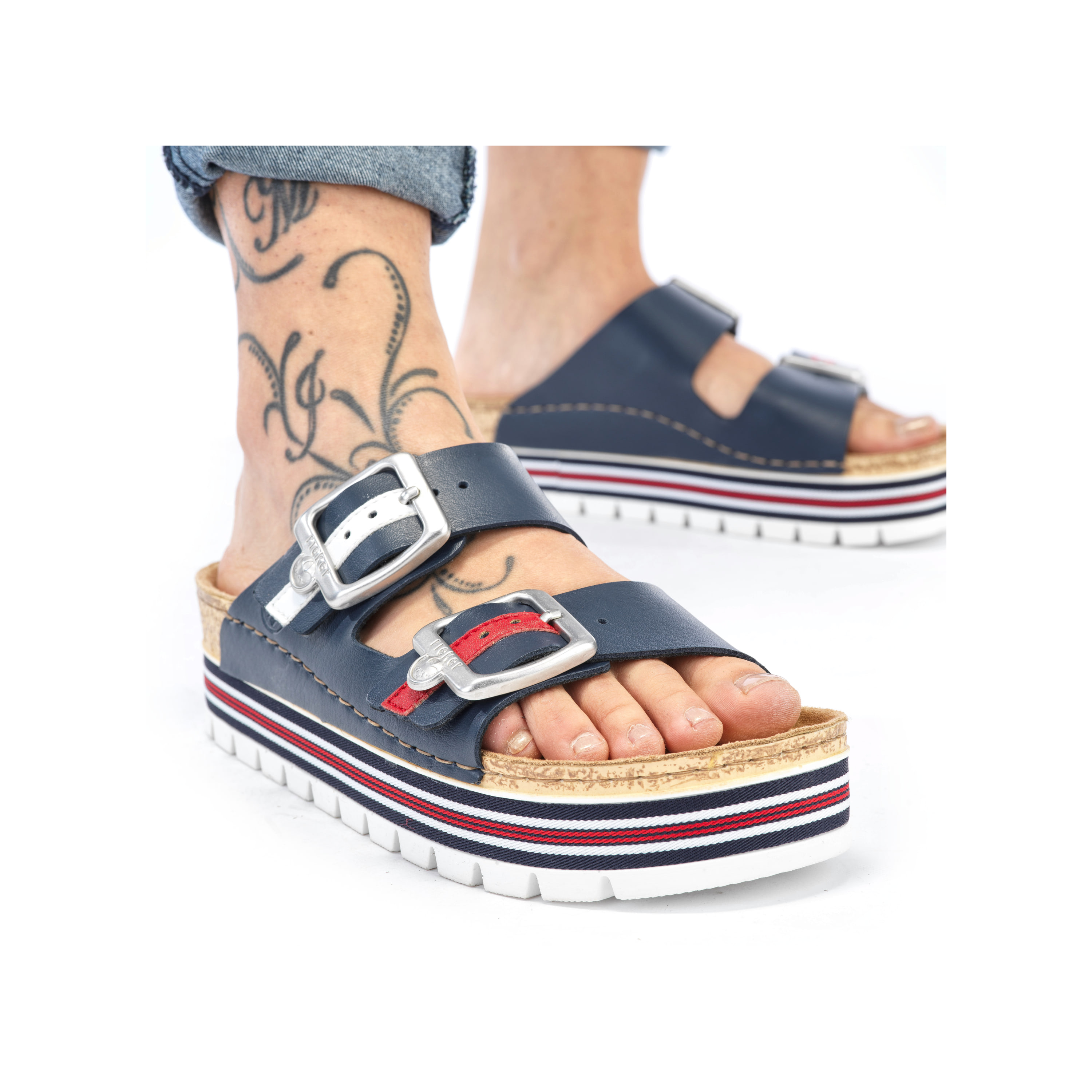 Rieker Damen Pantoletten marineblau