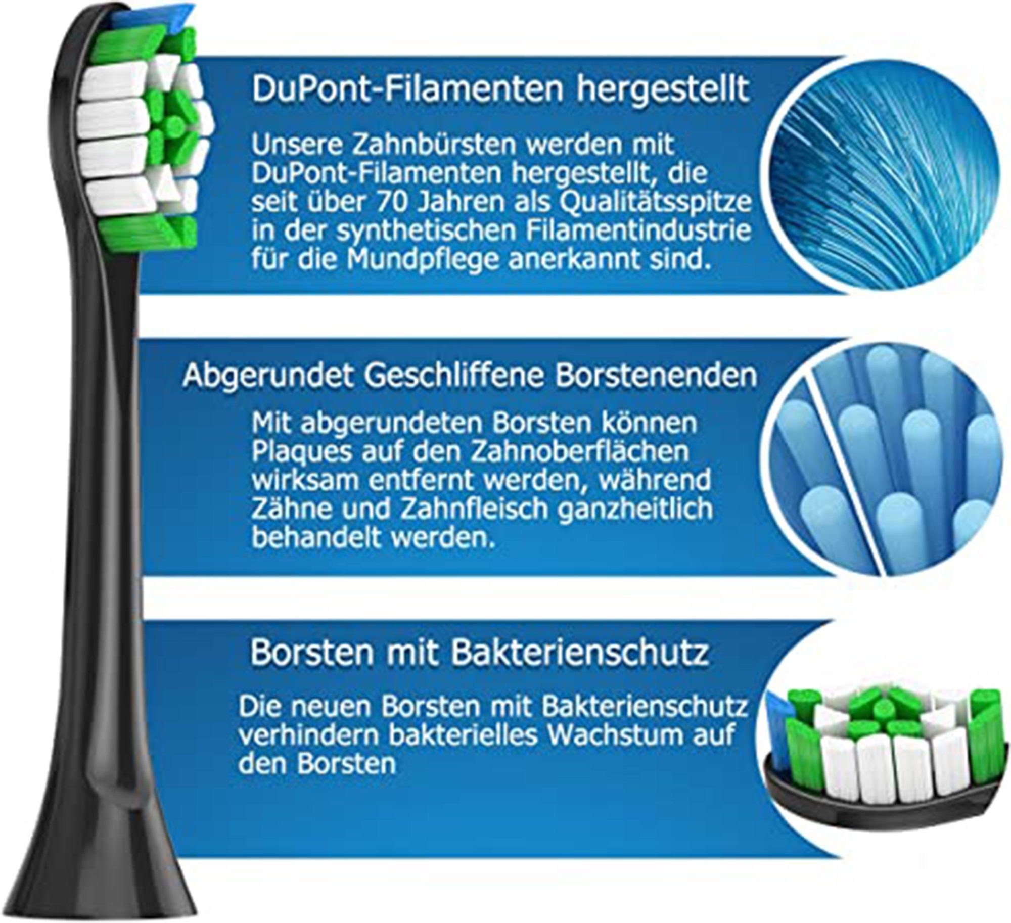 Tisoutec Aufsteckbürsten Standard-Bürstenköpfe Kompatibel mit Philips Sonicare, (Modell HX3/HX6/HX9 Serie) ,Aufsteckbürsten für Schallzahnbürsten Ersatzbürsten Standard-Bürstenköpfe,Elektrische Zahnbürste Aufsteckbürsten täglich präzise Zahnreinigung
