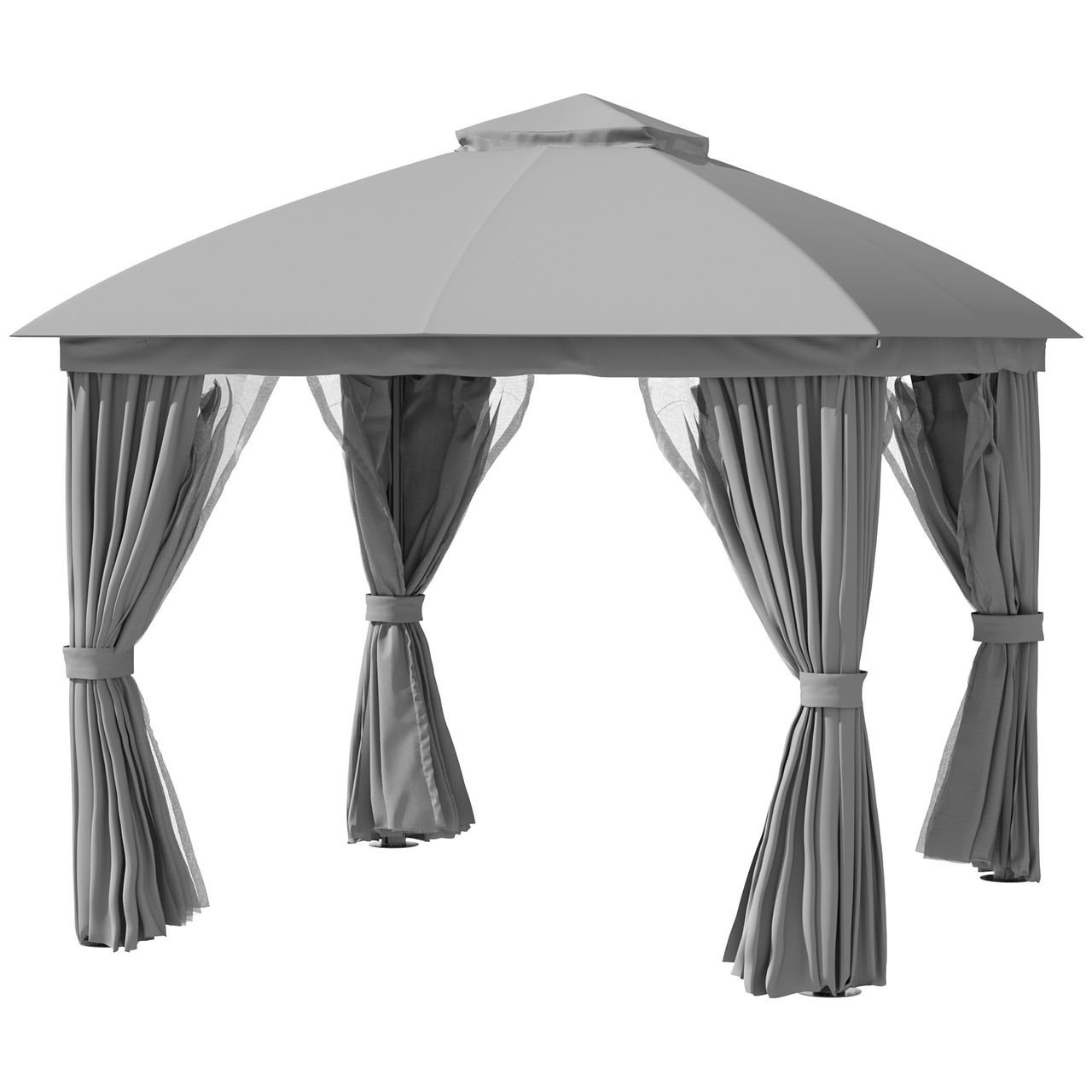Outsunny Gartenpavillon Pavillon 3 x 3 m mit Doppeldach mit Moskitonetz Alu