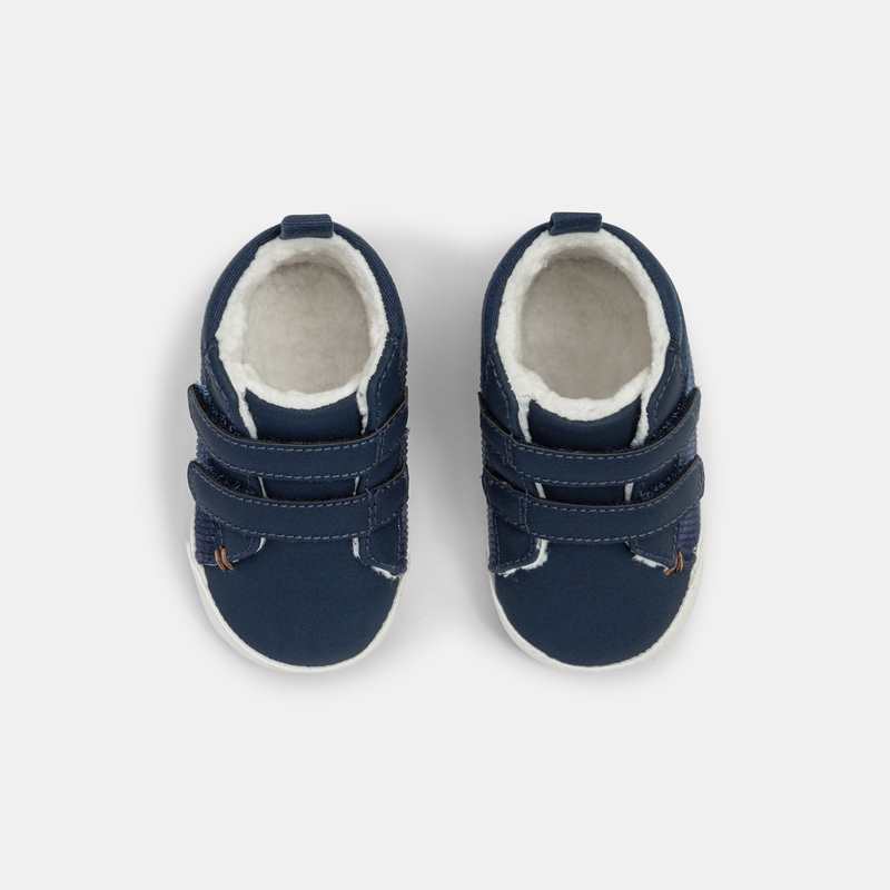 Chaussure montante matelassée bleu bébé garçon