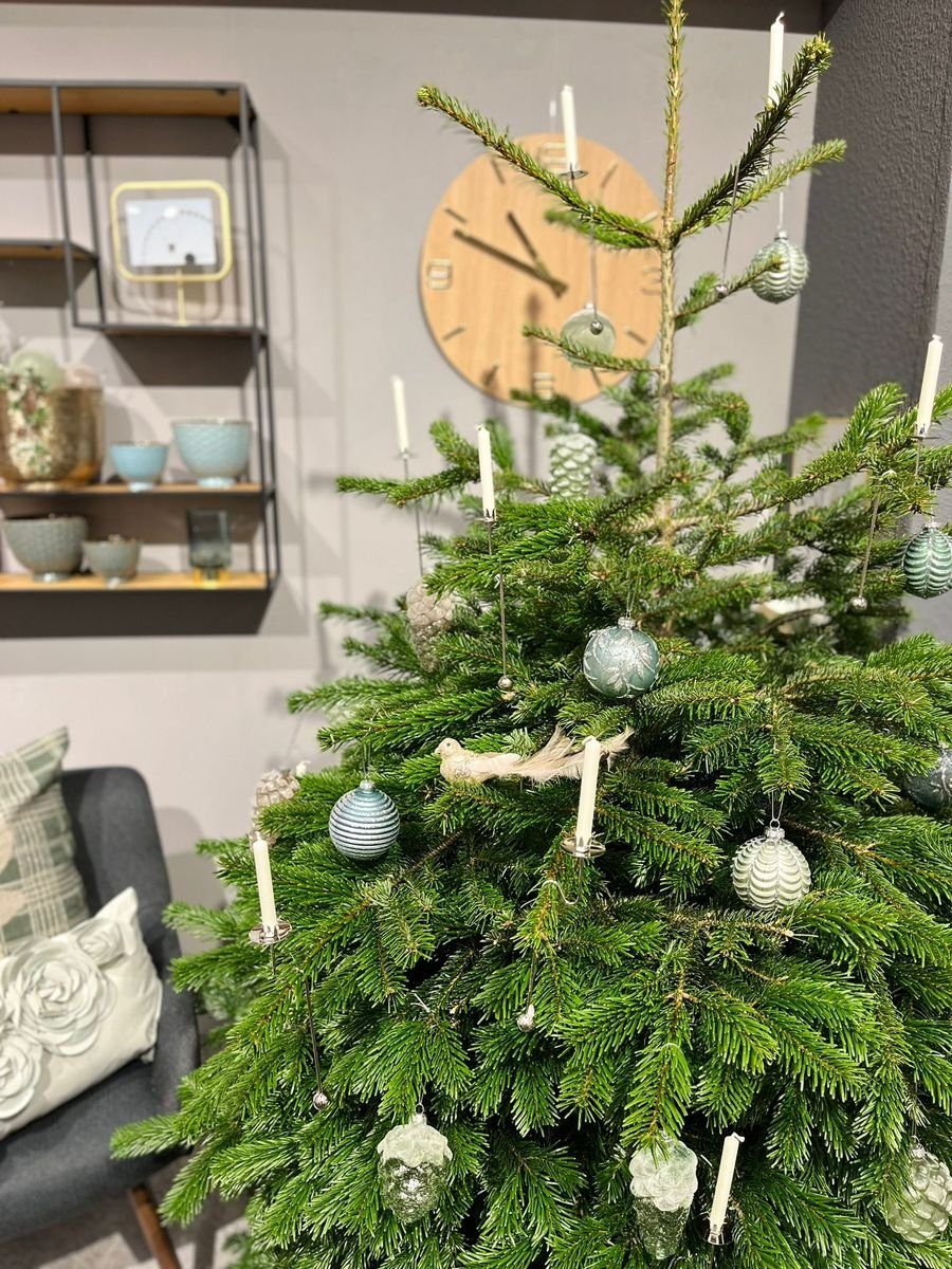 hdg Christbaumschmuck Kerzenhalter Balancehalter silber glänzend für Weihnachtsbaum, Pendelhalter 6 Stück im Schmuckkarton