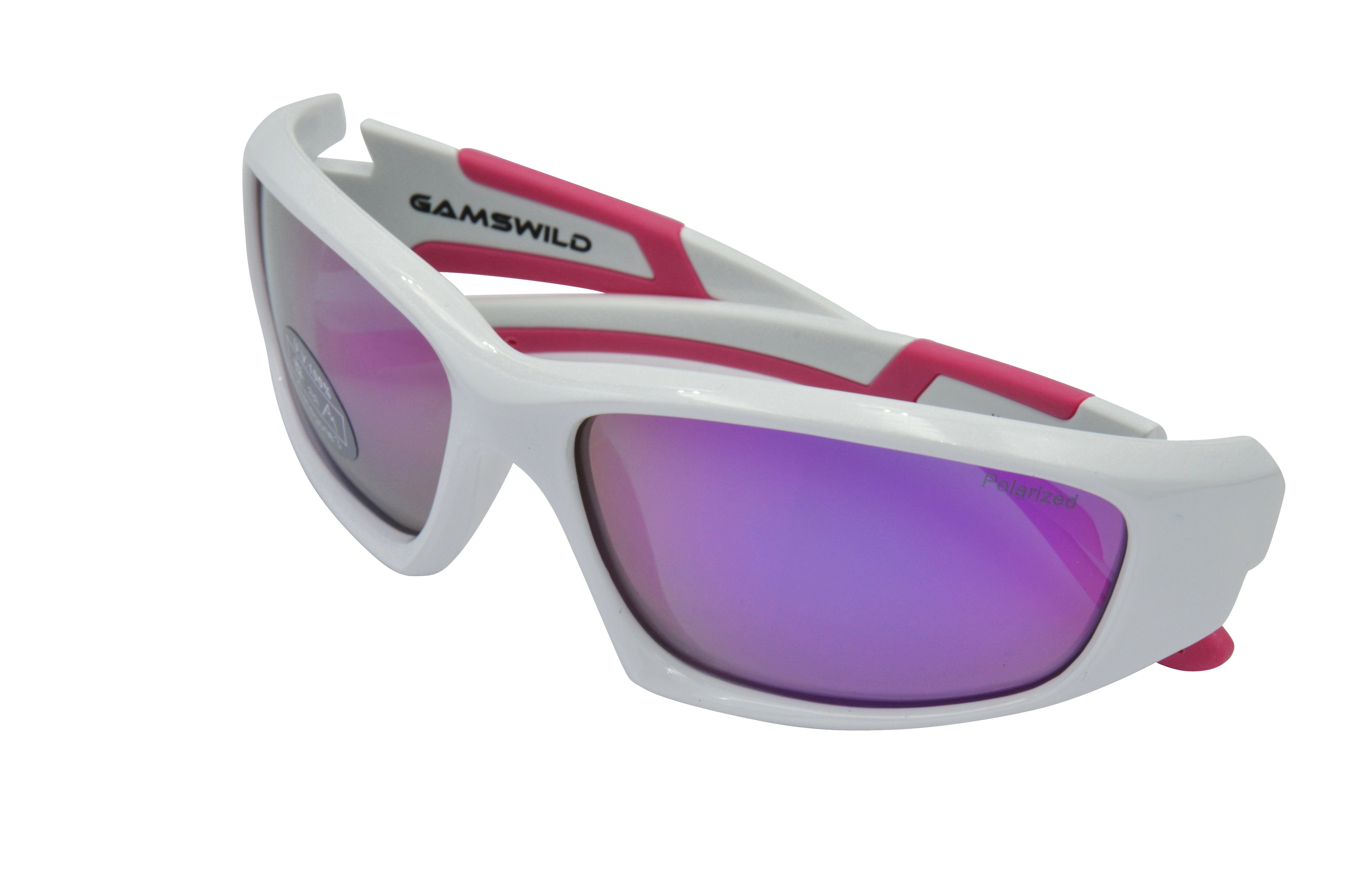 Gamswild Sonnenbrille WJ5821 GAMSKIDS Jugendbrille 5-12 Jahre Kinderbrille Mädchen Jungen kids Unisex, beere, blau, weiß, schwarz-grün, polarisierte Gläser