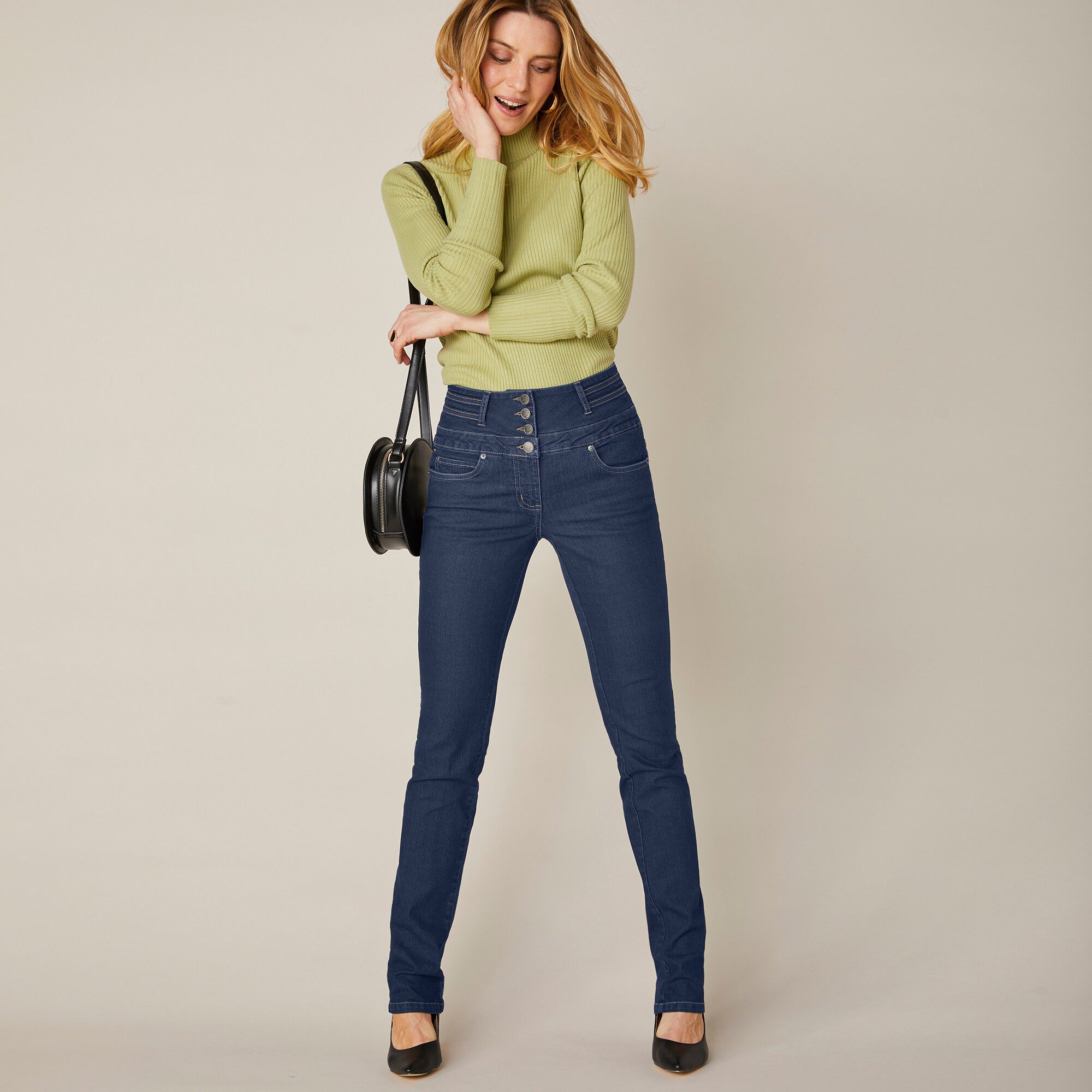 Jean droit taille haute