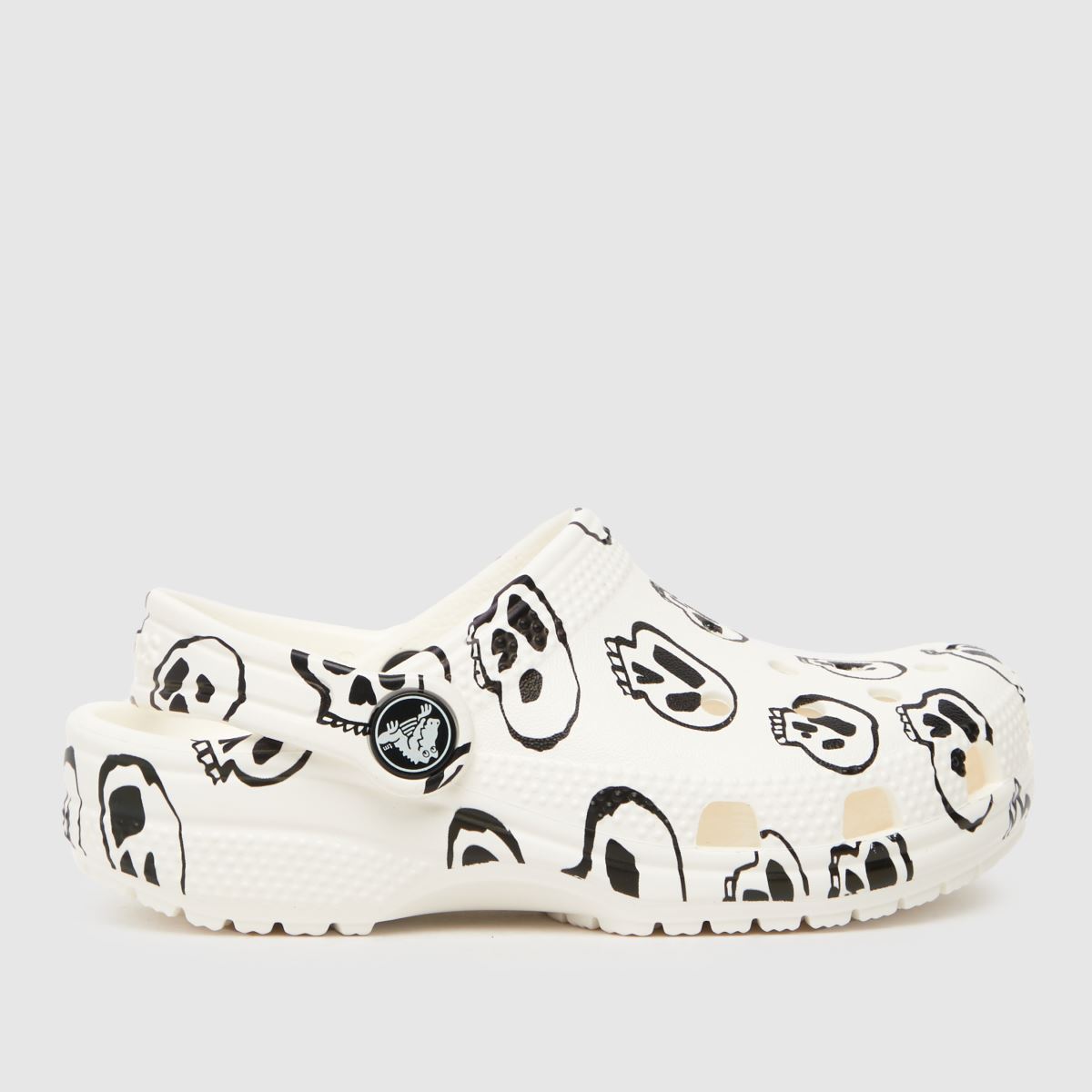 Crocs beli in črni klasični sandali z lobanjo za malčke