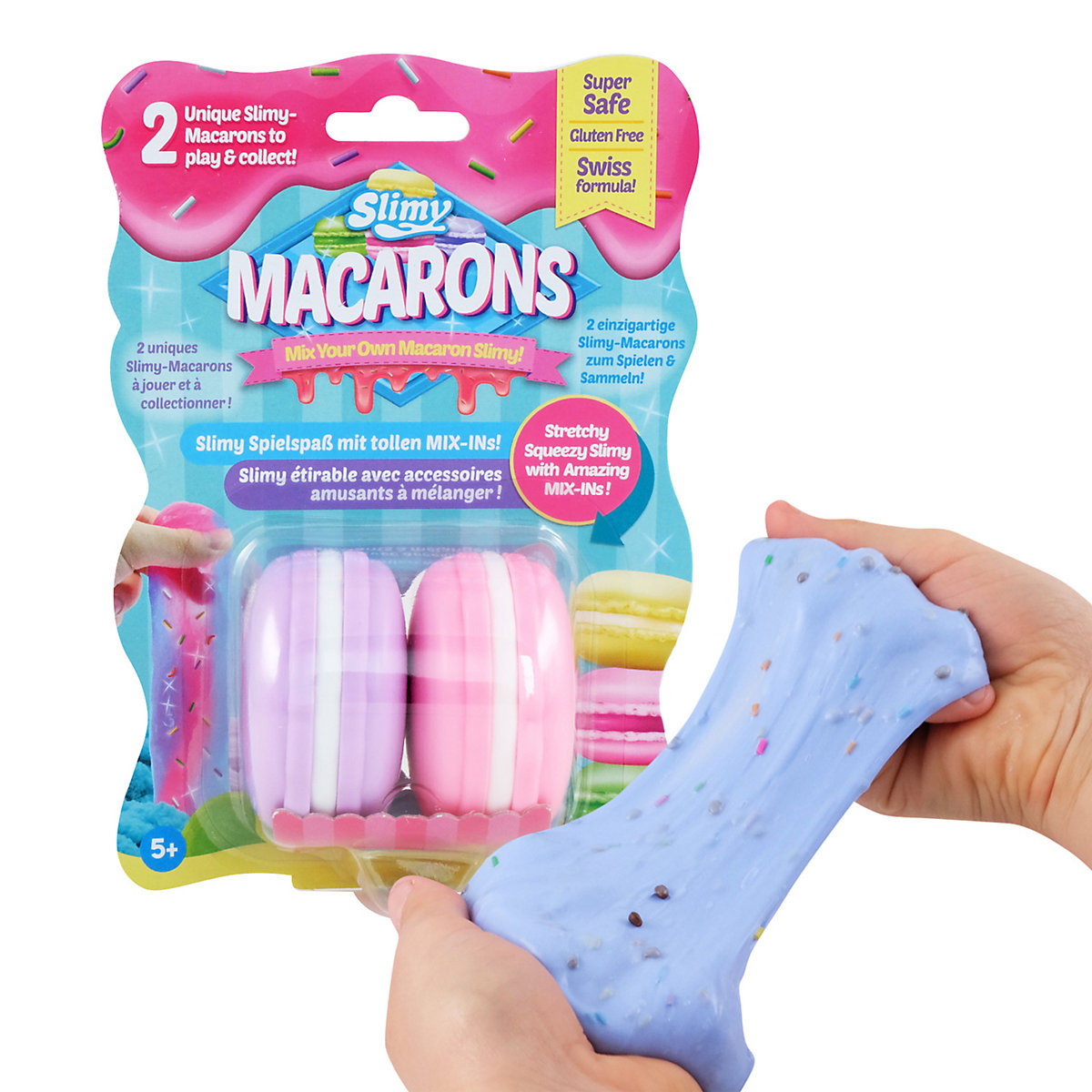 SLIMY® Macarons 2 x 50g - Original Slimy Slime Set mit verschiedenen Spielmassen, Glitzer und Streusel zum Einkneten